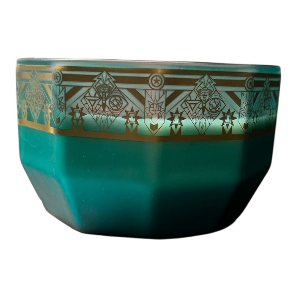 Marvel Teal and Gold Candle Glass Bowl Cedarwood
